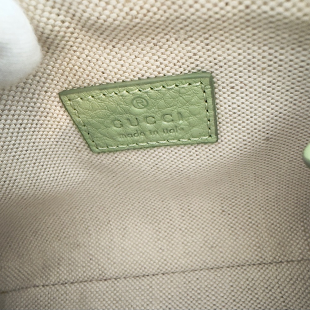 New Gucci Brainy GG Emblem leather shoulder crossbody mini bag pouch, green - Picture 12 of 13
